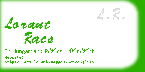 lorant racs business card